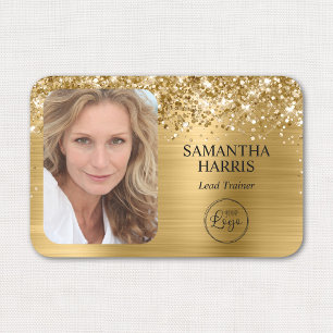 Glittery Gold Foil Logo and Photo Name Tag