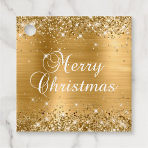 Glittery Gold Foil Merry Christmas Gift Favour Tags