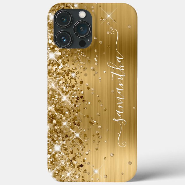 Glittery Gold Foil Modern Girly Signature Case-Mate iPhone Case (Back)