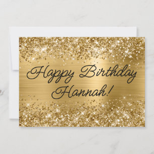Glittery Gold Foil Modern Happy Birthday Card