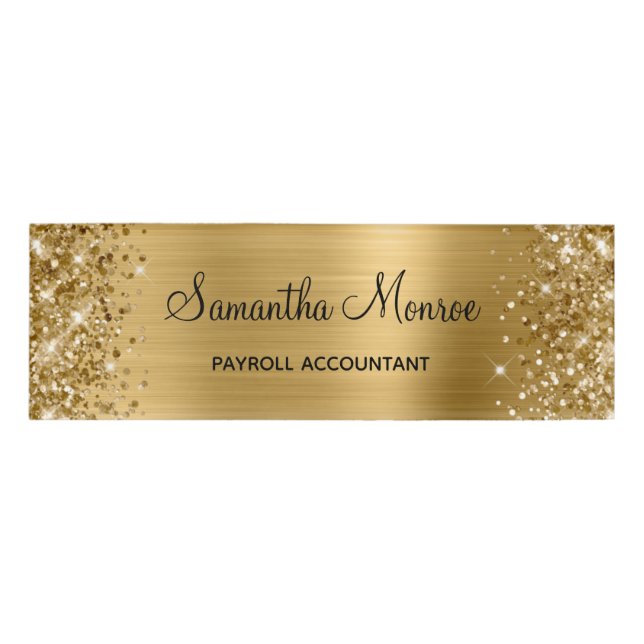 Glittery Gold Foil Name Tag (Front)