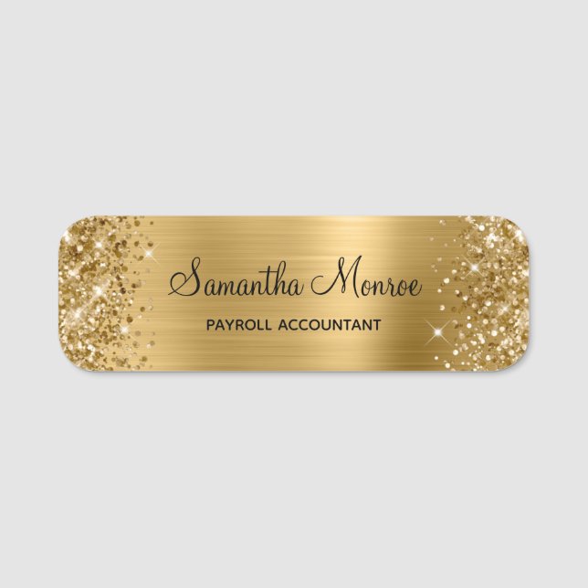 Glittery Gold Foil Name Tag (Front)