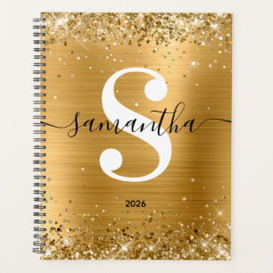 Glittery Gold Foil Style Monogram Planner