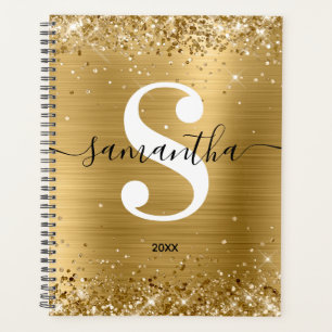 Glittery Gold Foil Style Monogram Planner