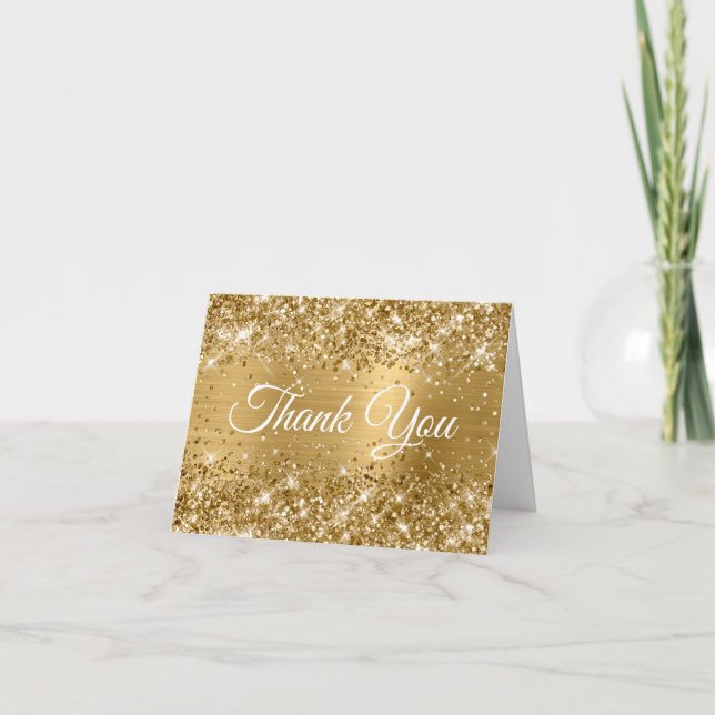 Glittery Gold Foil Thank You Card (Front)