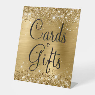 Glittery Gold Foil Wedding Cards & Gifts Pedestal Sign