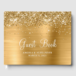 Glittery Gold Foil Wedding Guest Book