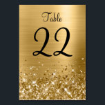 Glittery Gold Foil Wedding Table Number<br><div class="desc">Create your own vertical wedding table number text design on a paper card. The digital art background features a girly faux sparkly gold glitter over a faux golden yellow ombre gradient foil. The decorative glitter, sparkle and foil digital effects print like a photo. The elegant calligraphy font style and size...</div>