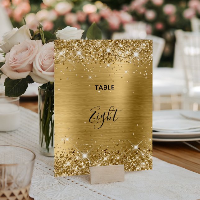 Glittery Gold Foil Wedding Table Number (Glittery Gold Foil Wedding Table Number)