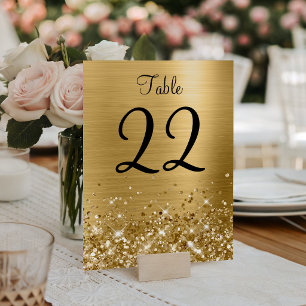 Glittery Gold Foil Wedding Table Number