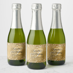 Glittery Gold Glam 21st Birthday Sparkling Wine Label