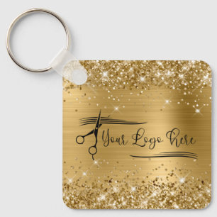 Glittery Gold Glam for Your Logo Key Ring