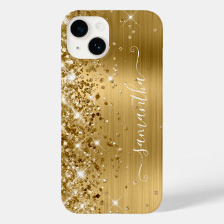 Glittery Gold Glam Girly Swash Signature Case-Mate iPhone 14 Case