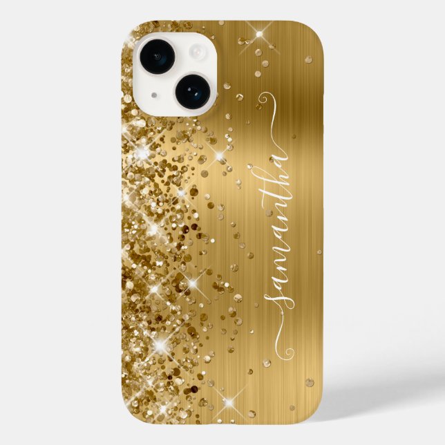 Glittery Gold Glam Girly Swash Signature Case-Mate iPhone Case (Back)