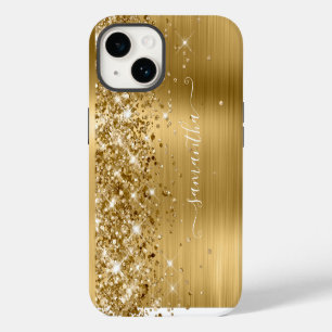 Glittery Gold Glam Girly Swash Signature iPhone 14 Case