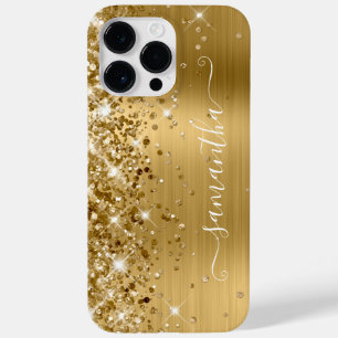 Glittery Gold Glam Modern Girly Signature Case-Mate iPhone 14 Pro Max Case