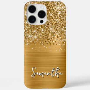 Glittery Gold Glam Modern Name iPhone 16 Pro Max Case