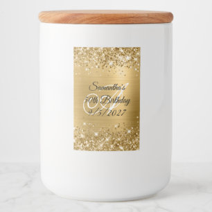 Glittery Gold Glam Monogram 50th Birthday Food Label