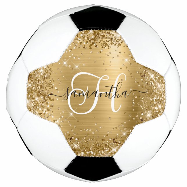 Glittery Gold Glam Monogram Football (Front)