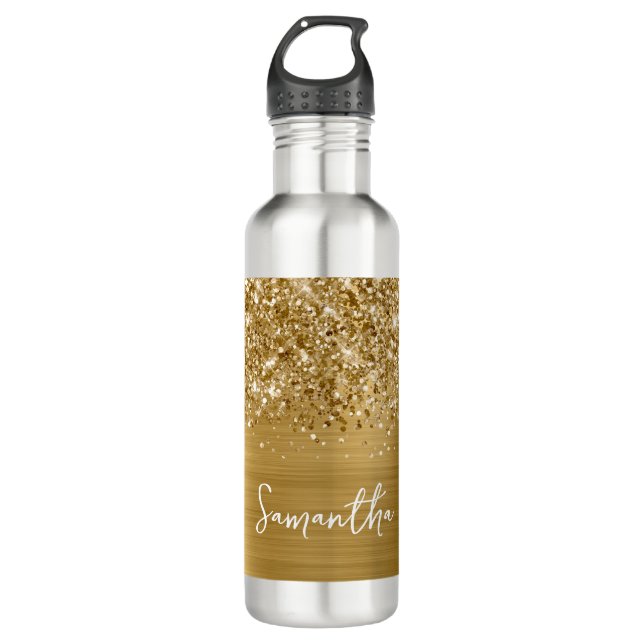 Glittery Gold Glam Name 710 Ml Water Bottle (Front)