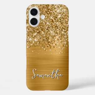 Glittery Gold Glam Name iPhone 16 Plus Case