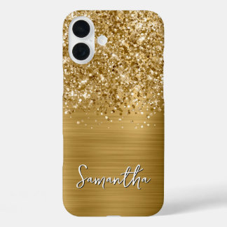 Glittery Gold Glam Name iPhone 16 Plus Case