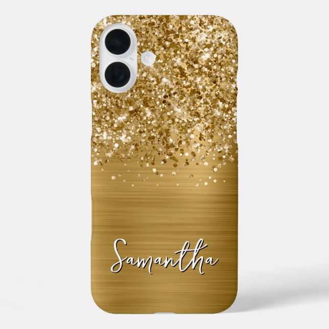 Glittery Gold Glam Name Case-Mate iPhone Case (Back)