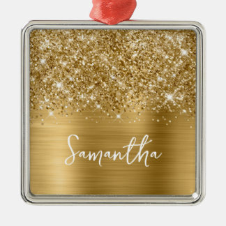 Glittery Gold Glam Name Metal Tree Decoration