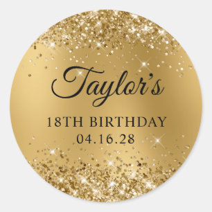 Glittery Gold Glam Ombre 18th Birthday Classic Round Sticker