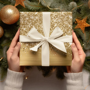 Glittery Gold Glam Wrapping Paper Sheet