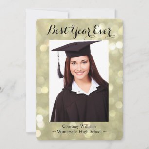 Glittery Gold Graduation Photo Announcement