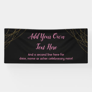 Glittery Gold Light Strings Add Your Own Text Banner