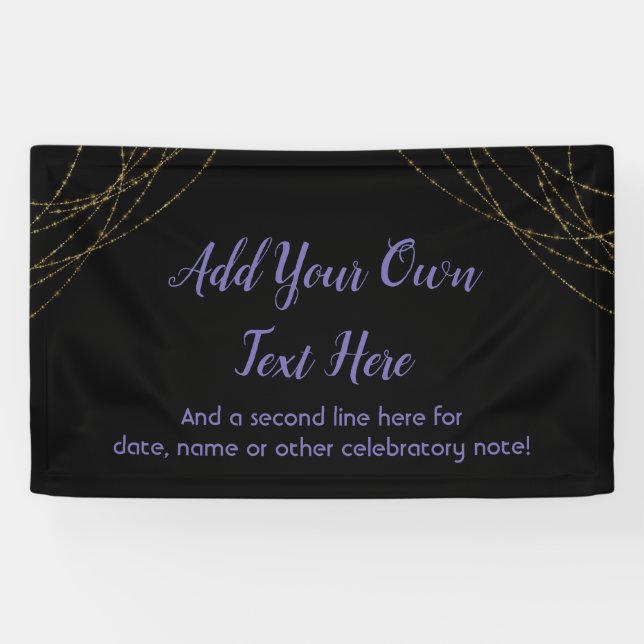 Glittery Gold Light Strings Add Your Own Text Banner (Horizontal)