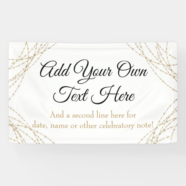 Glittery Gold Light Strings Add Your Own Text Banner (Horizontal)