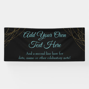 Glittery Gold Light Strings Add Your Own Text Banner