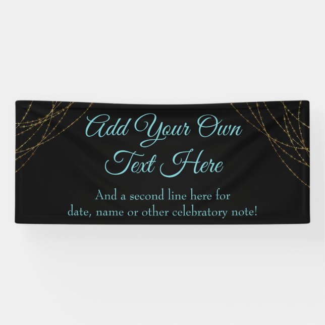 Glittery Gold Light Strings Add Your Own Text Banner (Horizontal)