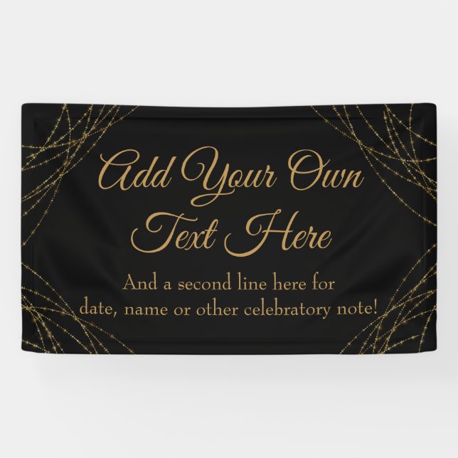 Glittery Gold Light Strings Add Your Own Text Banner (Horizontal)
