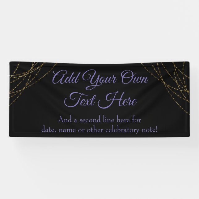 Glittery Gold Light Strings Add Your Own Text Banner (Horizontal)