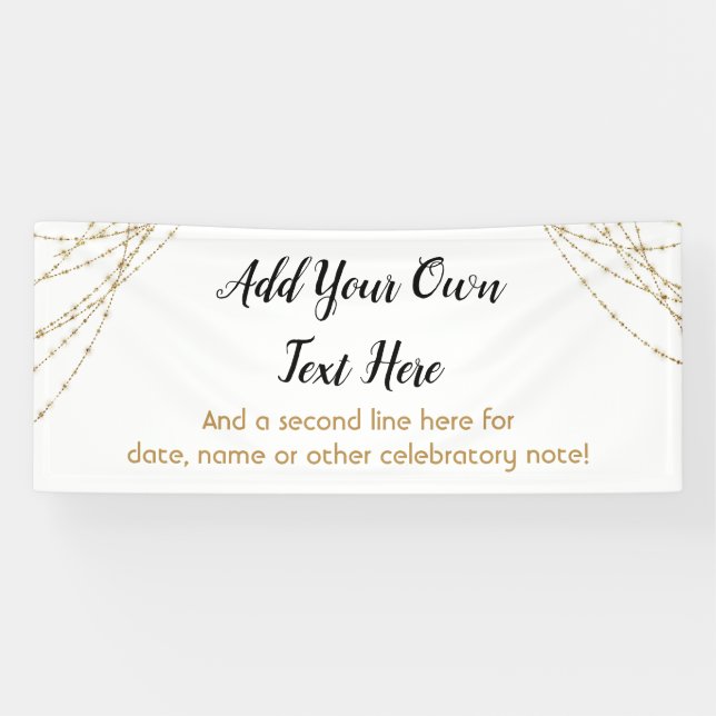 Glittery Gold Light Strings Add Your Own Text Banner (Horizontal)