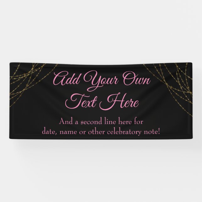 Glittery Gold Light Strings Add Your Own Text Banner (Horizontal)