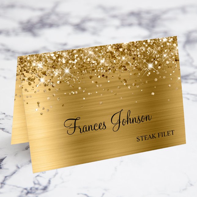Glittery Gold Meal Choice Name Place Cards (Glittery Gold Meal Choice Name Place Cards)