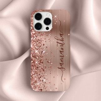Glittery Gold Metallic Girly Signature iPhone 16 Pro Max Case