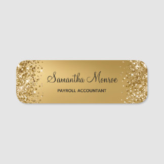 Glittery Gold Ombre Blur Name Tag