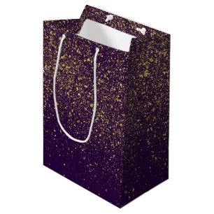 Glittery Gold on Purple Medium Gift Bag