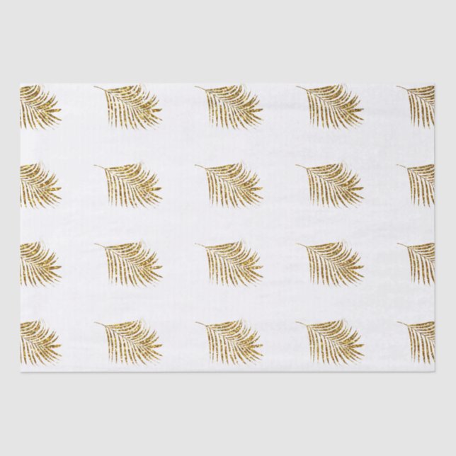 Glittery Gold Palms Tropical Weddings Celebrations Tissue Paper (Front)