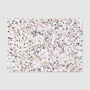 Glittery Gold Pink Black Confetti Dots Tissue Paper