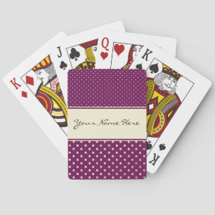 Glittery Gold Polka Dots on Fancy Purple Playing Cards
