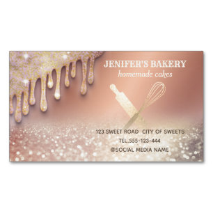 Glittery gold rolling pin whisk chef bakery 	Magnetic business card