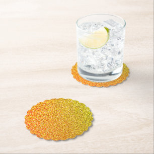 Glittery Gold Sparkle Wedding Birthday Ombre Colou Paper Coaster