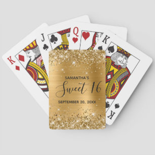 Glittery Gold Sweet 16 Birthday Favour Playing Cards